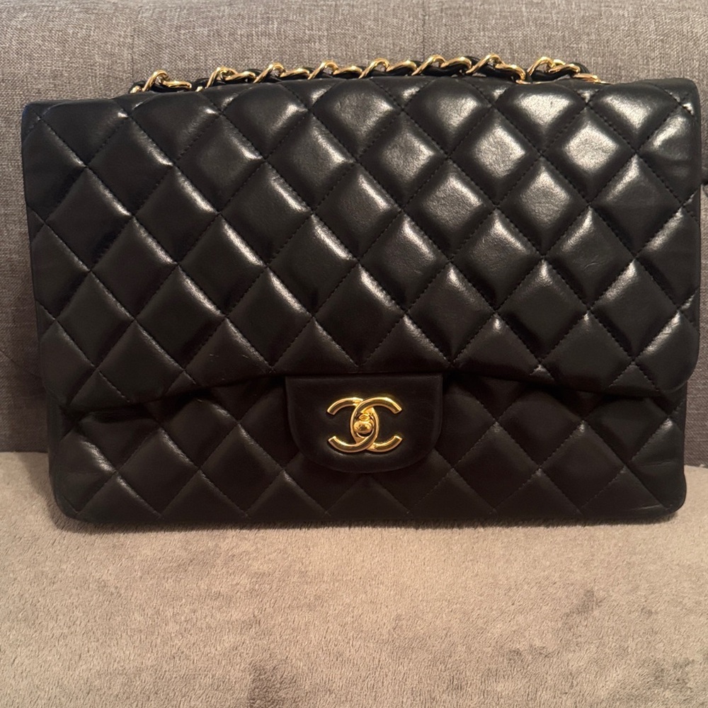 Chanel Black Quilted Shoulder Bag with Gold Accents